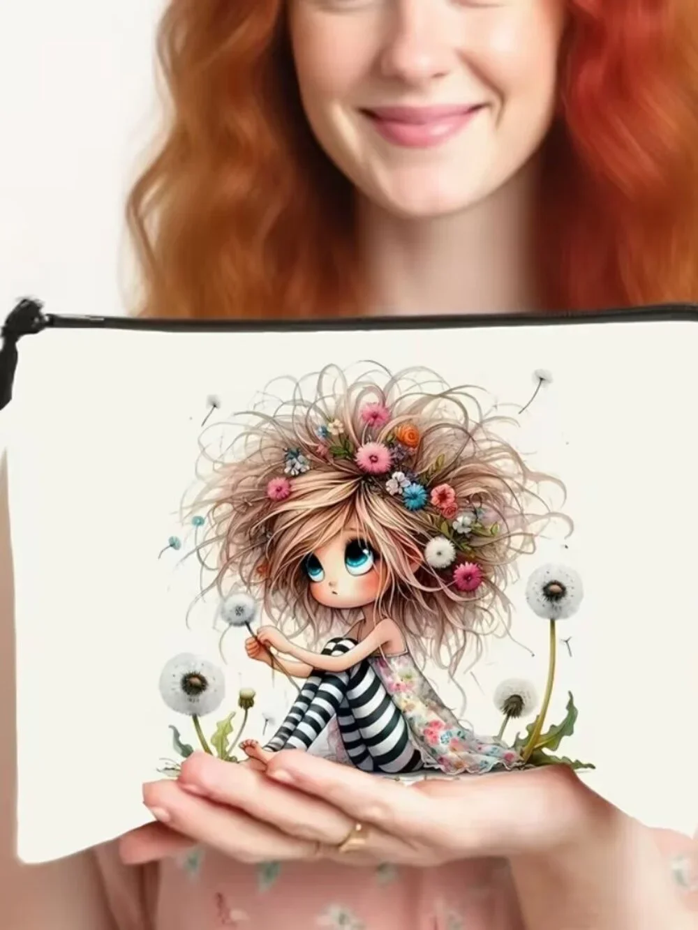Dandelion Floral Pattern Bag with Wrist Strap